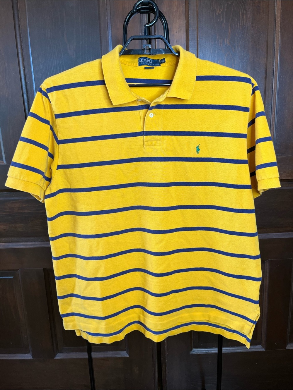 Polo Ralph Lauren Polo Shirt Yellow Stripe Cotton Short Sleeve Men's Size XXL